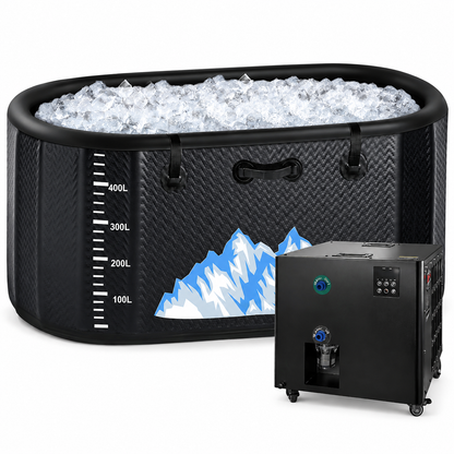 Cold Plunge Tub, 248 Gallon, 1 Horsepower, Heavy-Duty Ice Bath Tub for Athletes with Hot & Cold, Portable Inflatable Plunge Chiller with Water Treatment Kit, Immersion Therapy, Wifi (Black, 1 Set)