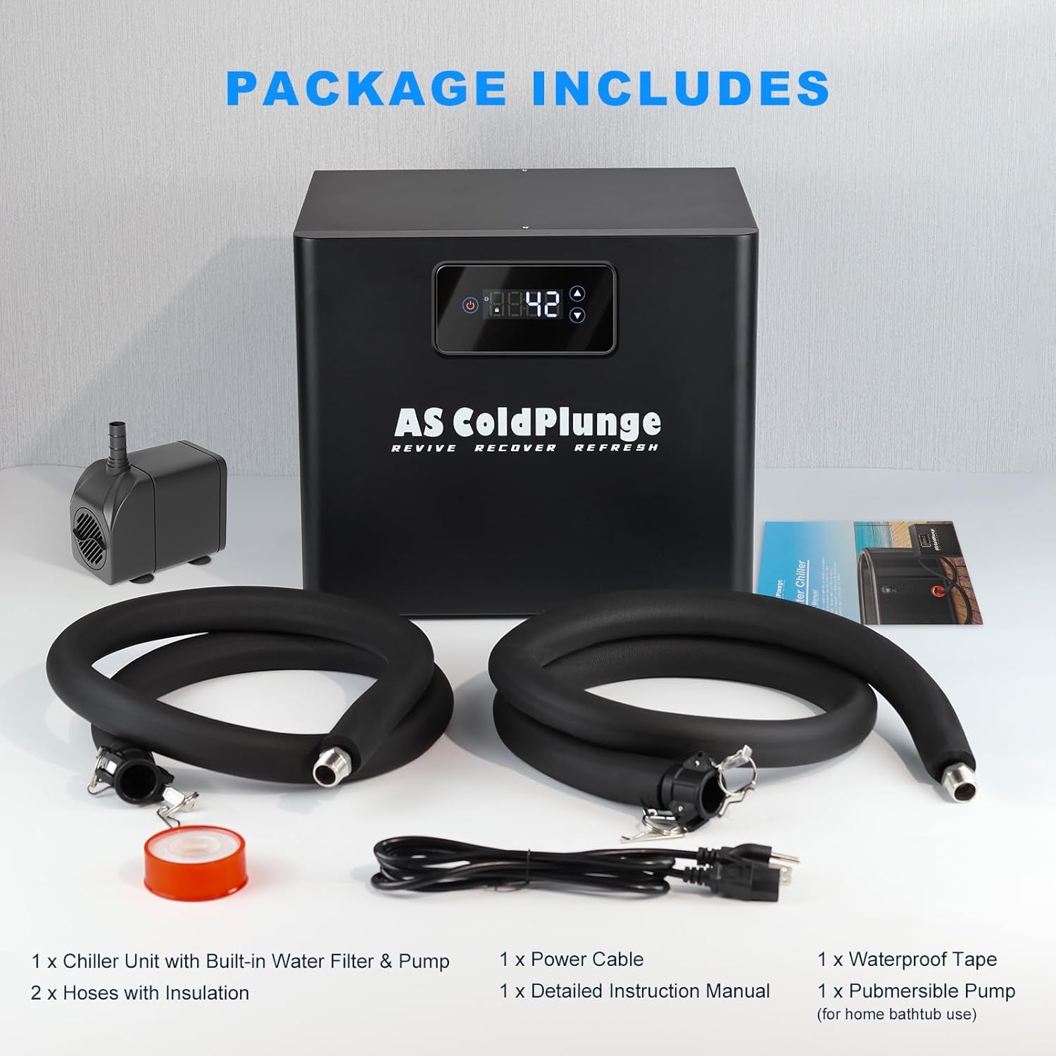 Ice Bath Tub & Cold Plunge Chiller Kit, 1/3HP Ice Bath Chiller with Built-In Pump & Filter, XL 120 Gal Insulated Ice Pod Pro, Cold Plunge Tub with Water Chiller for Cold Therapy