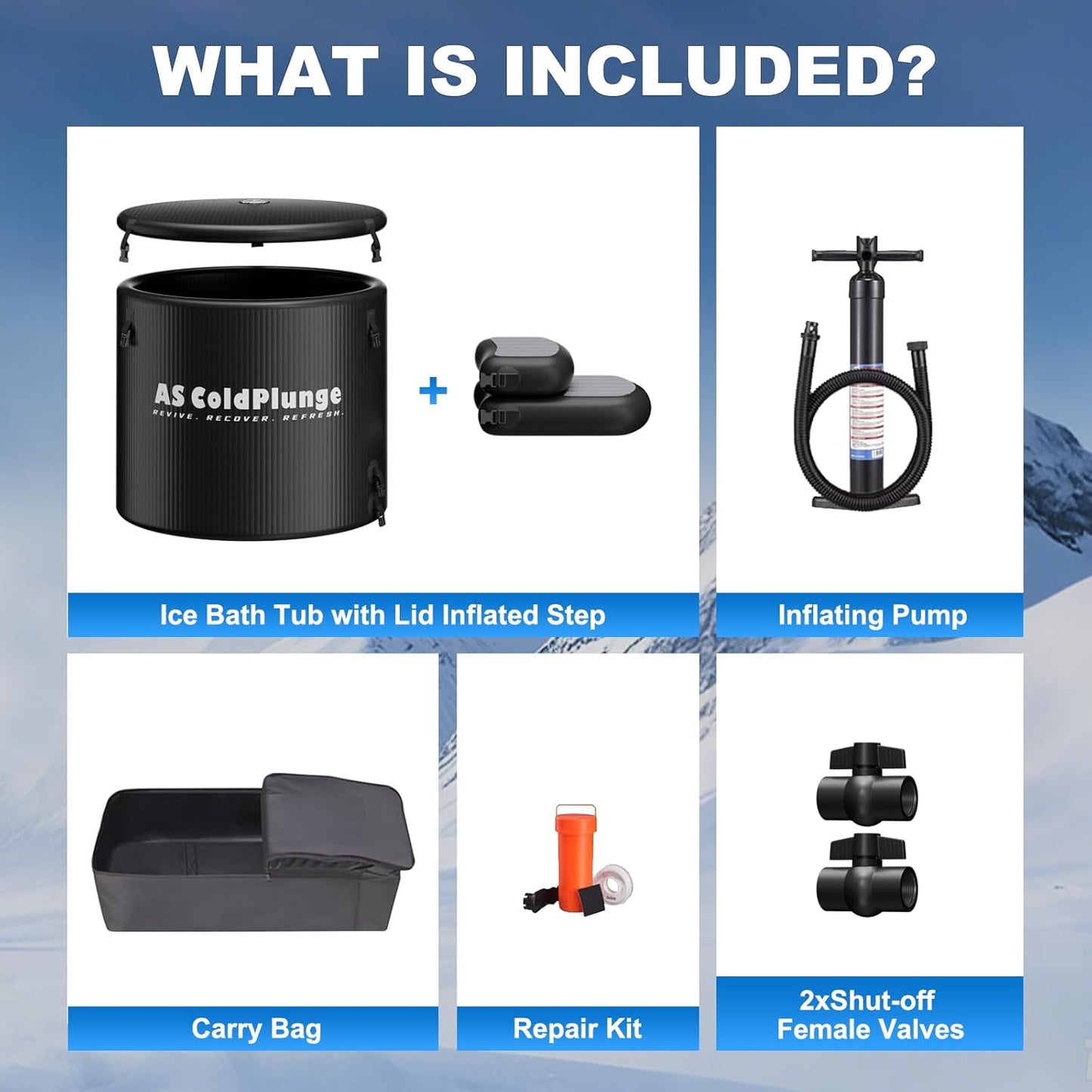 Ice Bath Tub & Cold Plunge Chiller Kit, 1/3HP Ice Bath Chiller with Built-In Pump & Filter, XL 120 Gal Insulated Ice Pod Pro, Cold Plunge Tub with Water Chiller for Cold Therapy